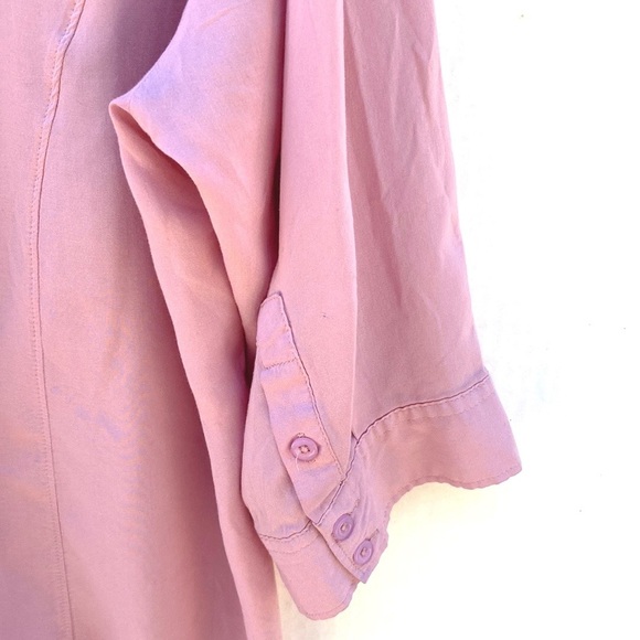 Avenue Womens plus size 26/28 3/4 roll tab sleeve rayon pink button up blouse - Picture 8 of 8